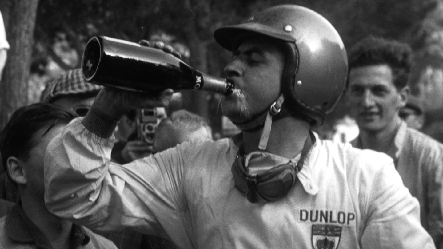 Jack Brabham, Grand Prix of Monaco, Circuit de Monaco, 10 May 1959. Jack Brabham celebrating his